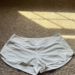 White lululemon speed up shorts